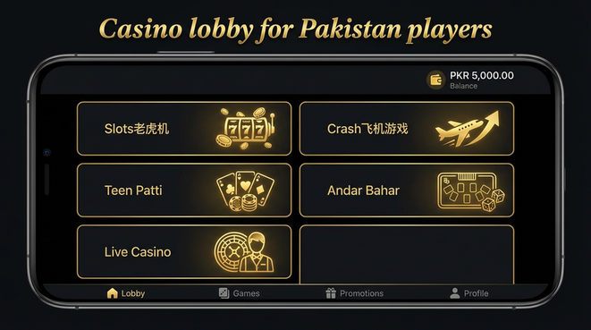 Lobby view of 999R for Pakistan users